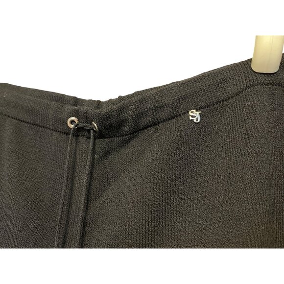 St. John Sport Black Wool-Blend Cropped Pants With Drawstring Waist XL - Picture 2 of 6